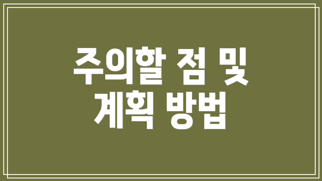 주의할 점 및 계획 방법