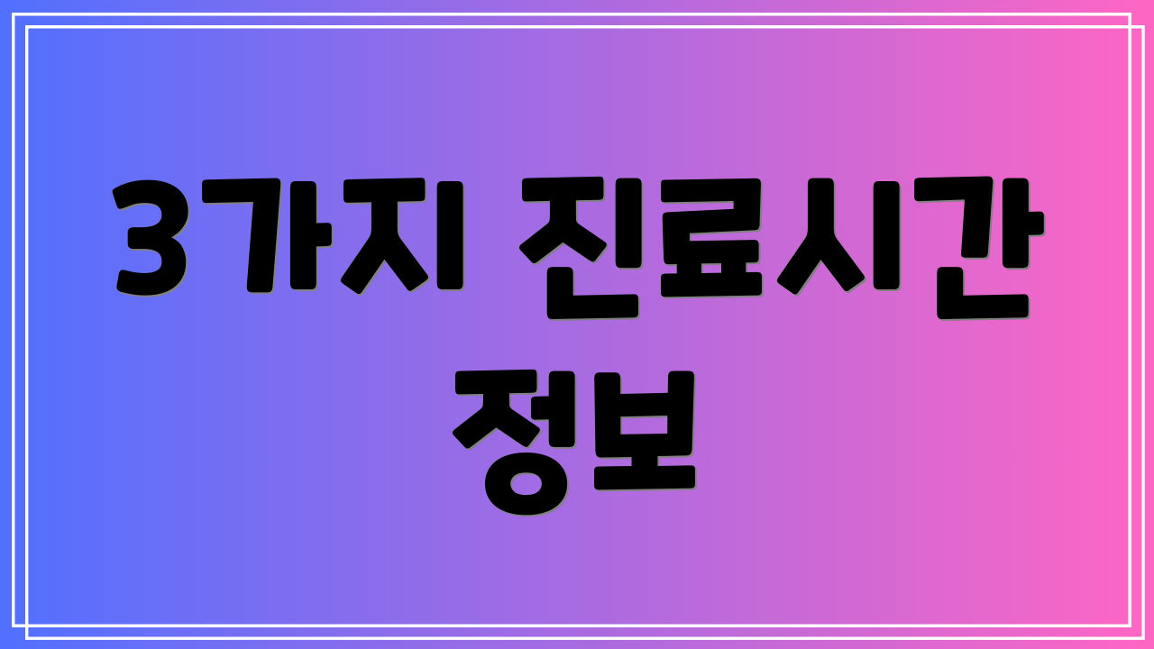 3가지 진료시간 정보