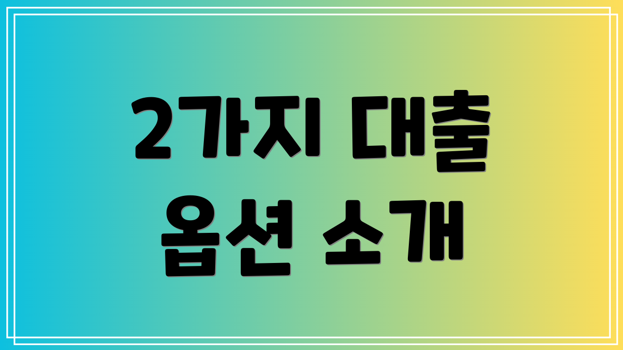 2가지 대출 옵션 소개