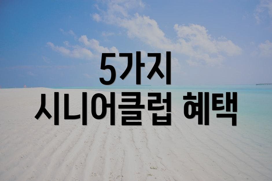 5가지 시니어클럽 혜택