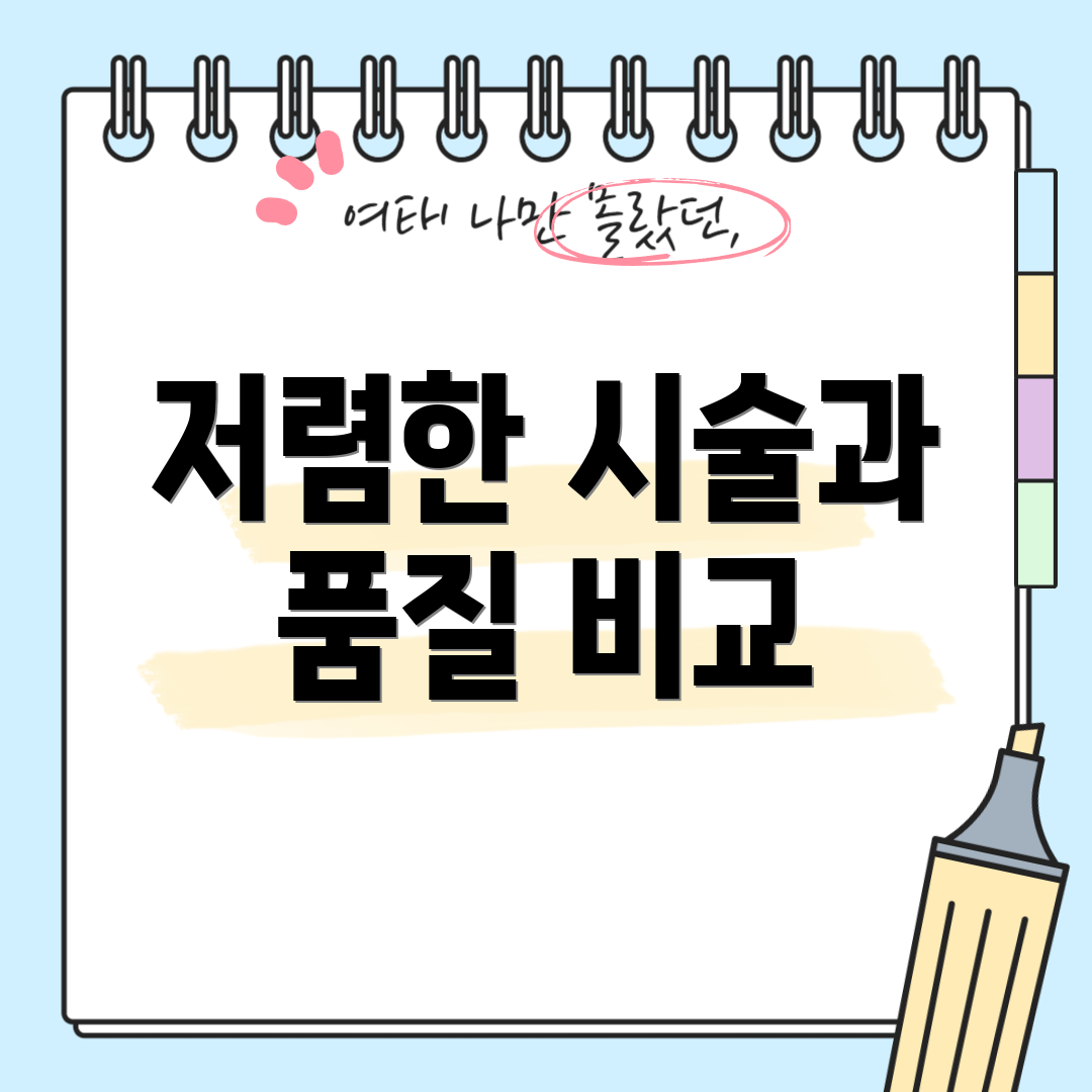 저렴한 시술과 품질 비교