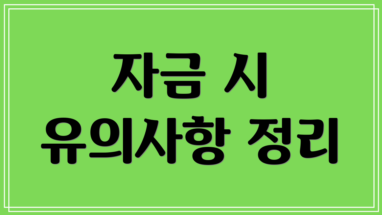 자금 시 유의사항 정리