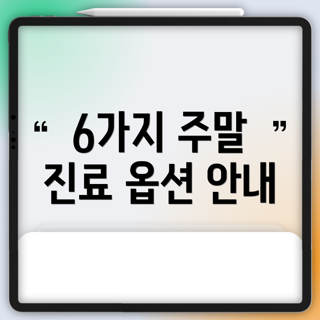 6가지 주말 진료 옵션 안내
