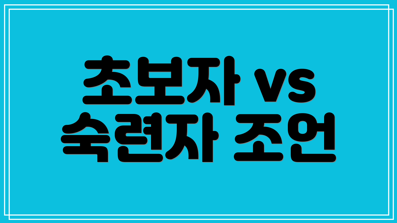 초보자 vs 숙련자 조언