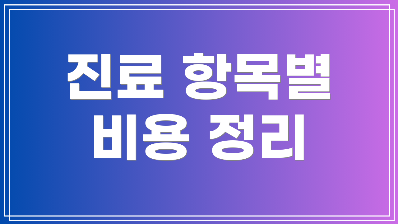 진료 항목별 비용 정리