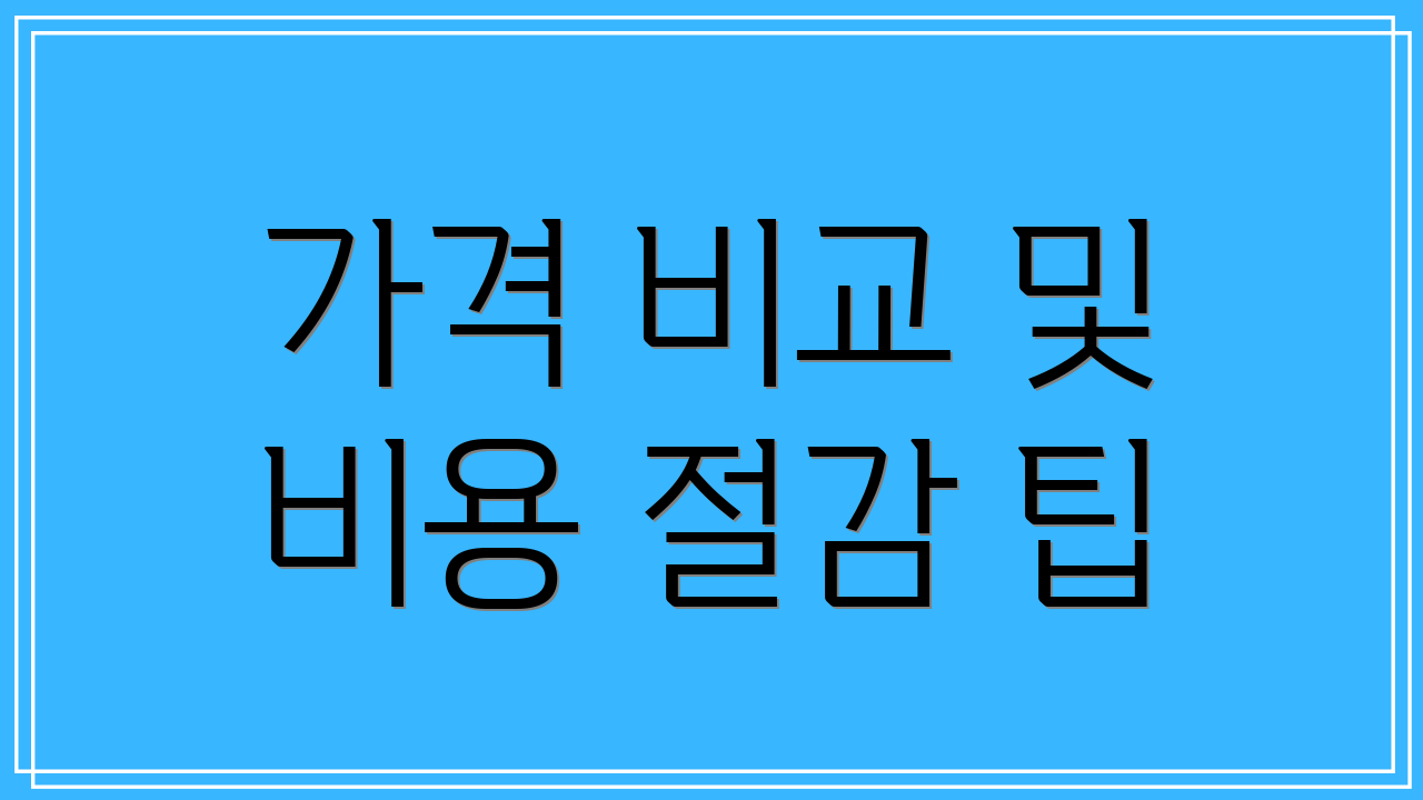 가격 비교 및 비용 절감 팁