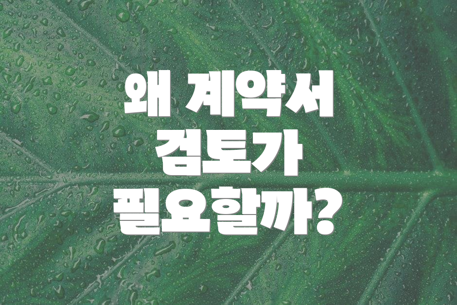 왜 계약서 검토가 필요할까?