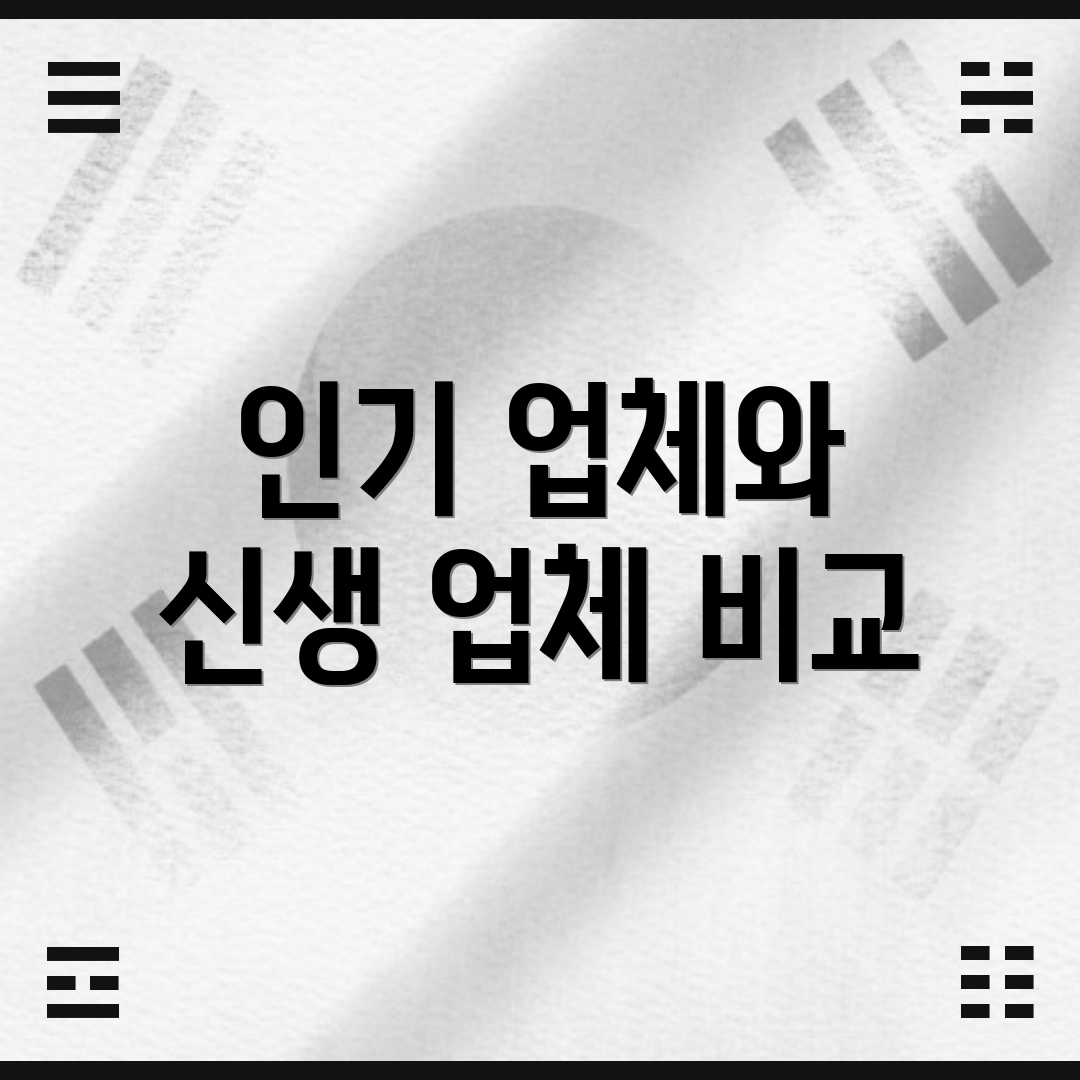 인기 업체와 신생 업체 비교