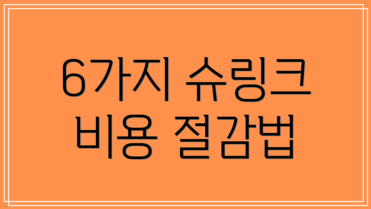 6가지 슈링크 비용 절감법