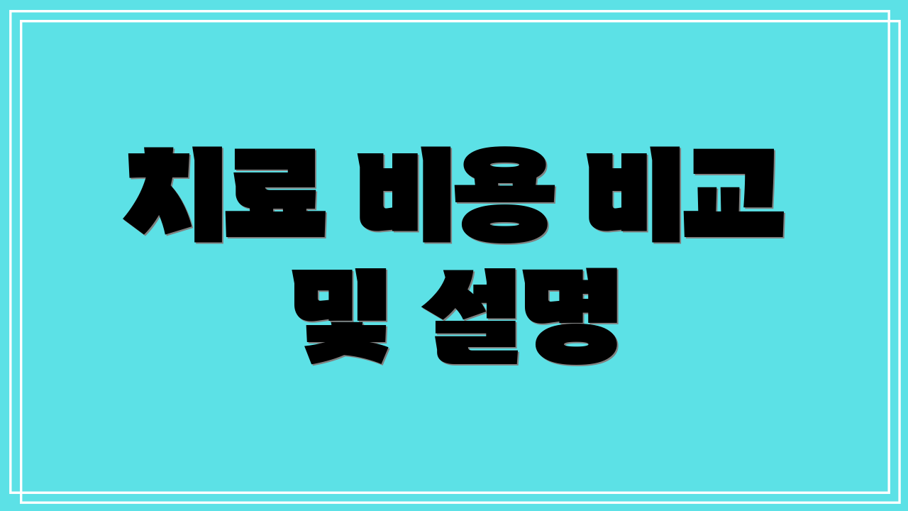 치료 비용 비교 및 설명