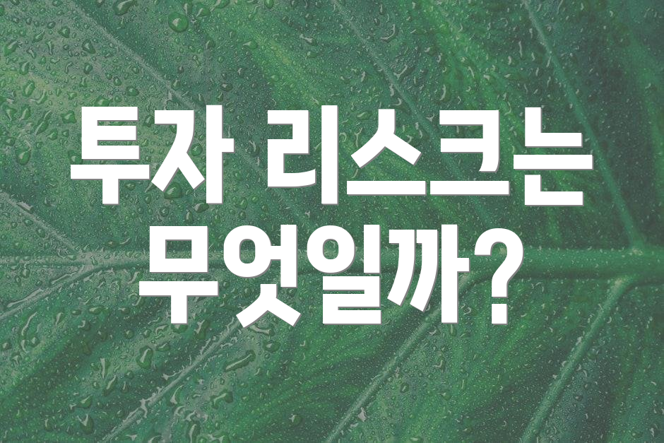 투자 리스크는 무엇일까?