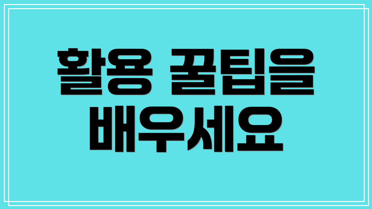 활용 꿀팁을 배우세요