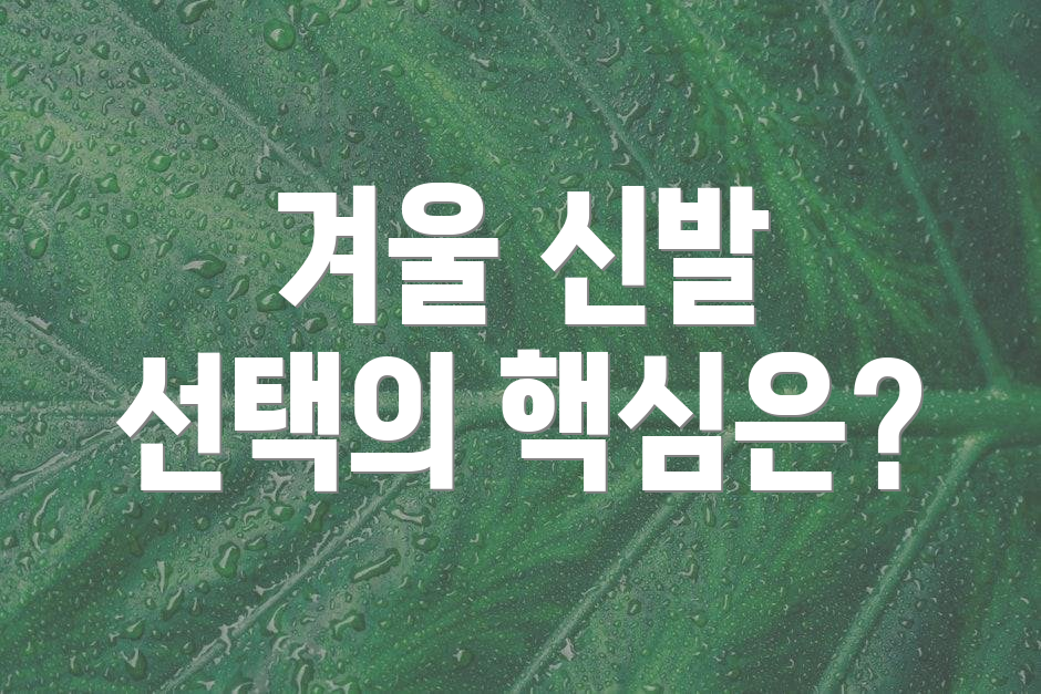겨울 신발 선택의 핵심은?