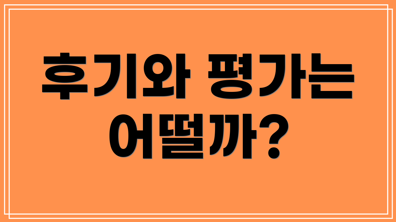 후기와 평가는 어떨까?