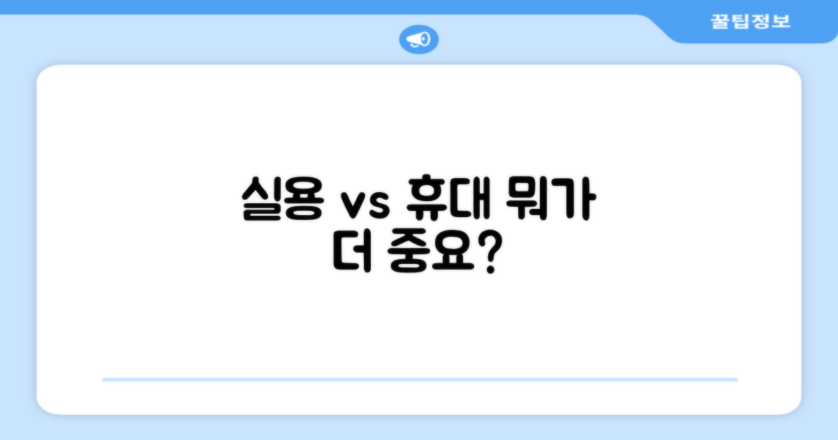 실용성 vs 휴대성 고려